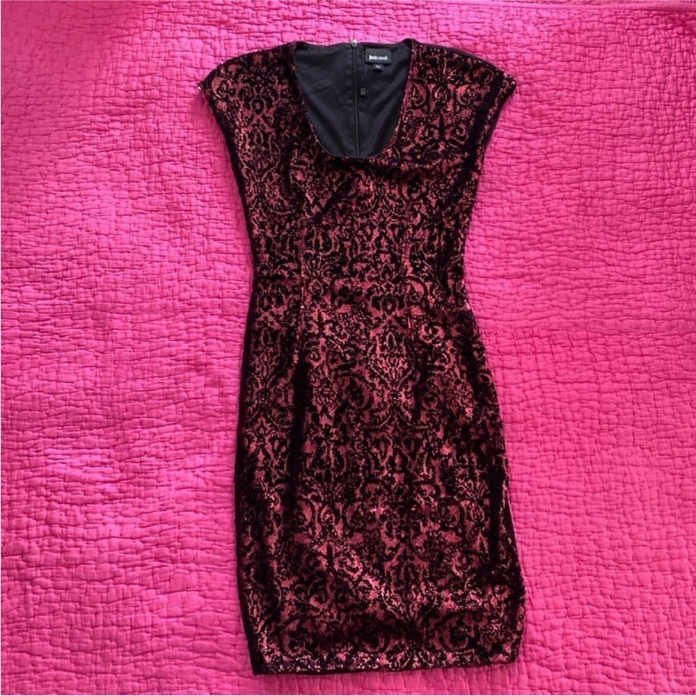 Just Cavalli Black and Red  sequin Mini Dress, XS